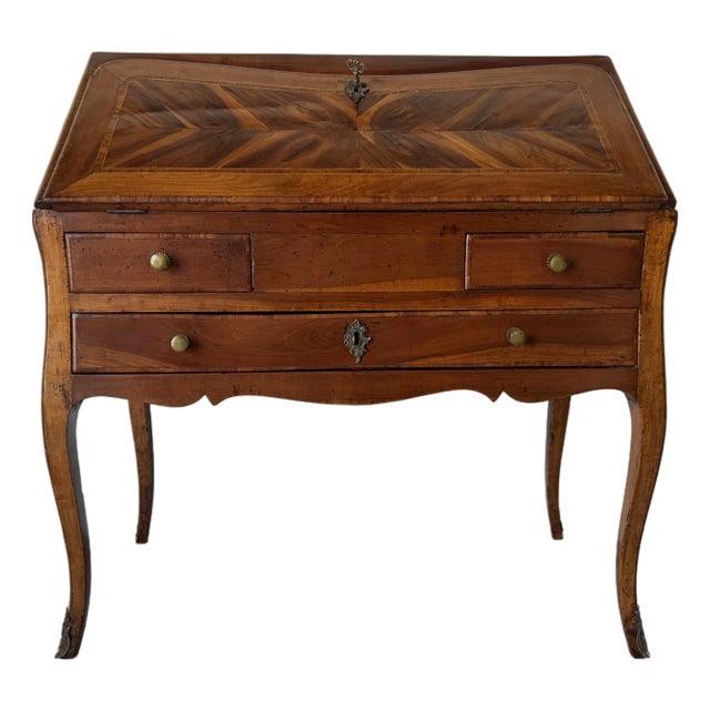 Antique French Louis XV-Style Inlaid Drop-Front Secretary Desk For Sale