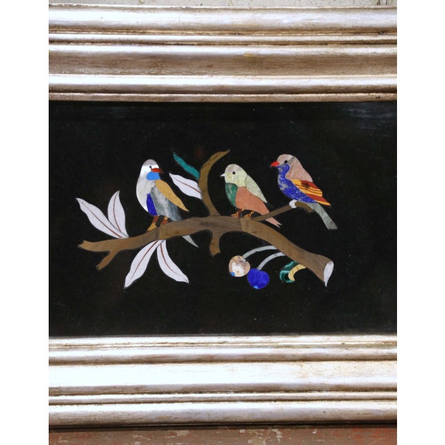 Mid-Century Italian Pietra Dura Bird Wall Plaques in Silvered Frames, Set of 4 For Sale - Image 10 of 18