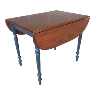 L. Hitchcock Maple Paint Decorated Drop Leaf Dining Table (Rare Color) For Sale