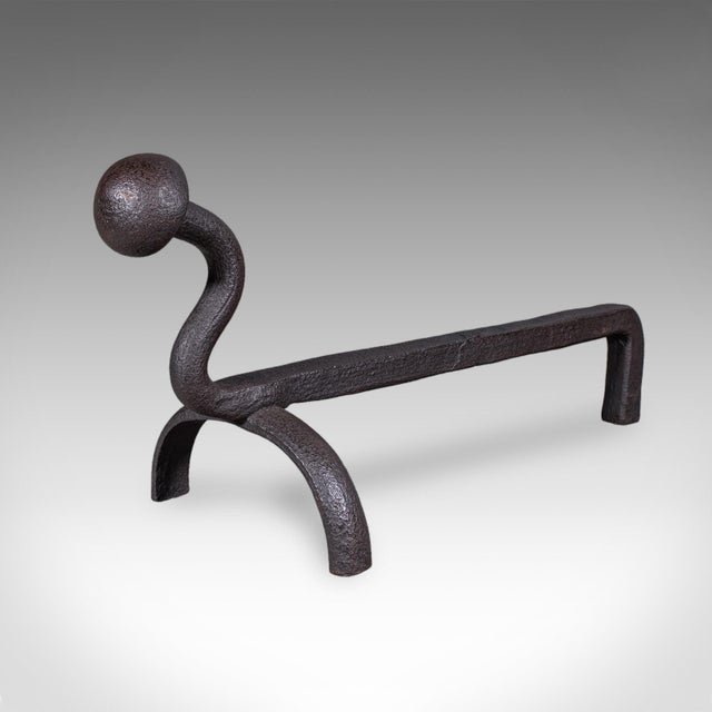 Late 19th Century Pair of Antique Andirons, English, Wrought Iron, Fire Dog, Blacksmith, Victorian For Sale - Image 5 of 10