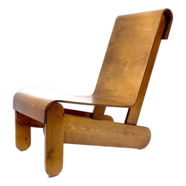 Vintage Dutch Plywood Lounge Chair, 1950s For Sale