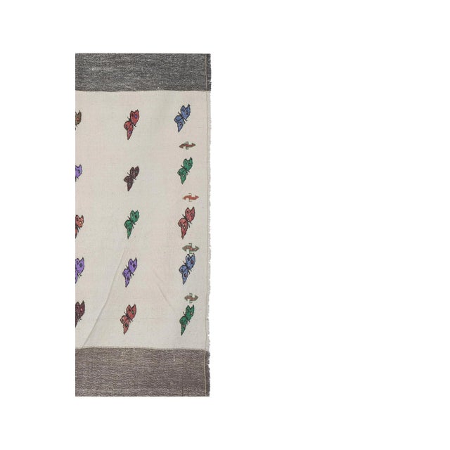 Vintage Aubusson Butterfly Pattern Kilim Rug For Sale - Image 4 of 13