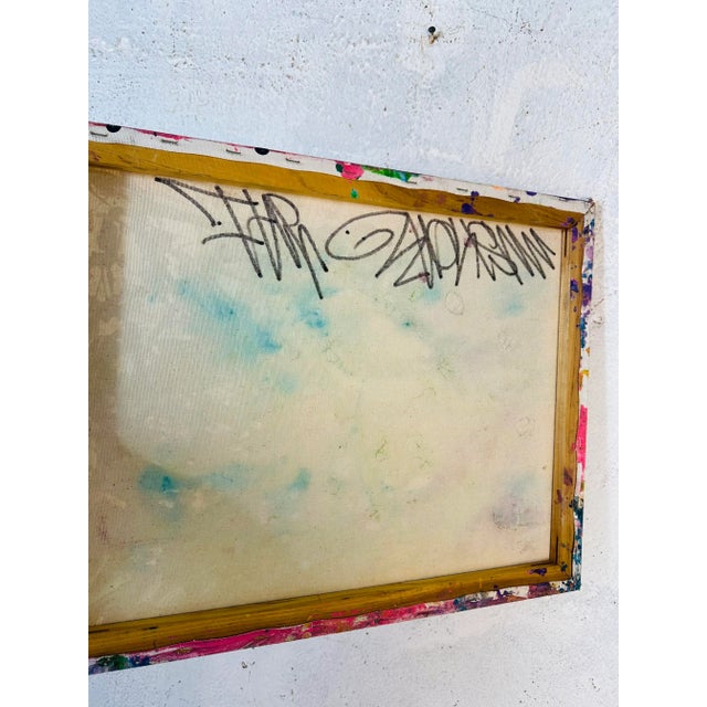 Textile Vintage Abstract Painting on Canvas For Sale - Image 7 of 10