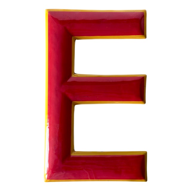 Vintage Enamel Letter E, 1960 For Sale