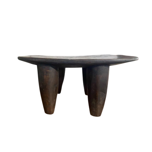Vintage African Senufo Wood Milk Stool I . Coast 8" H 17.25" W For Sale - Image 9 of 9
