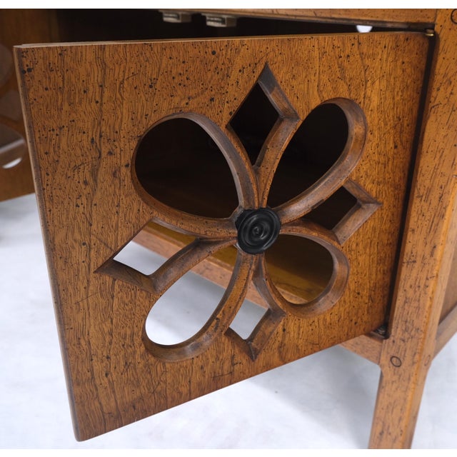 Pair Double Door Pierced Carved Doors Compartment Night Stands End Tables Mint For Sale - Image 10 of 17