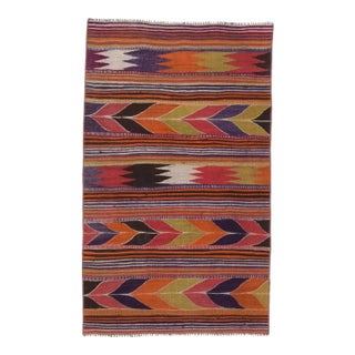 1970s Vintage Handmade Wool Cotton Area Rug For Sale