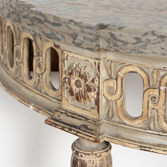 Early 20th Century Swedish Painted Demilune Wall Console With Marble Top For Sale - Image 6 of 13