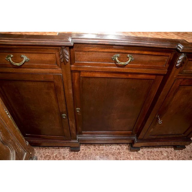 1930s Liberty Sideboard with Molato Mirror, 3 Doors and 3 Marble Top Drawers, 1930s For Sale - Image 5 of 7