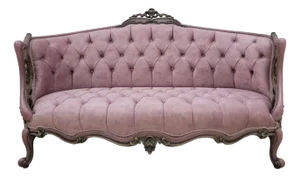 Mid 19th Century Victorian Style Sofa, Tufted Reddish-Purple Velvet