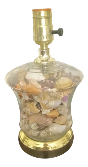 Vintage Bell Shaped Small Shell Filled Table Lamp