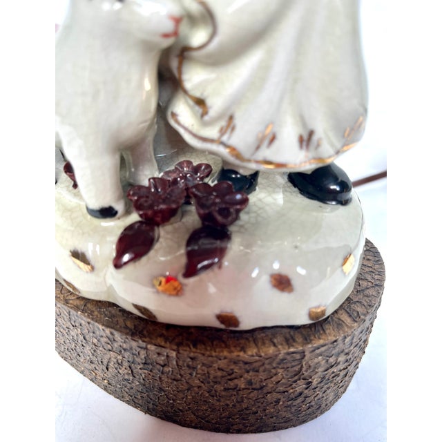 Vintage Staffordshire Girl With Lamb Lamp For Sale - Image 9 of 13