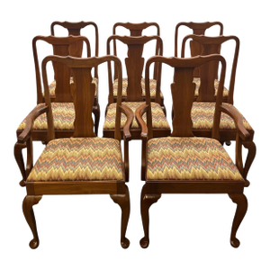 Vintage Traditional Chippendale Style Mahogany Dining Chairs - Set of 8
