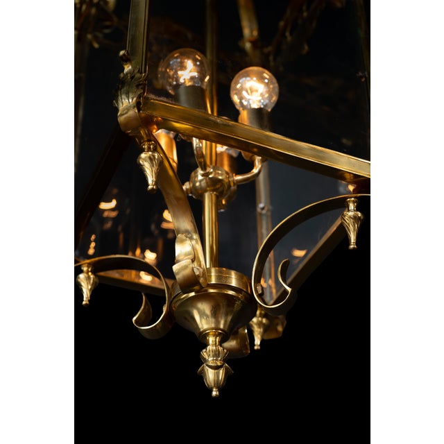 Brass Classical Lantern Brass Glass Gold Pendant Lighting Lanterne For Sale - Image 8 of 9