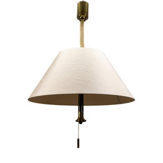 Large Adjustable Brass and Light Beige 5-Light Pendant Lamp, 1980s For Sale