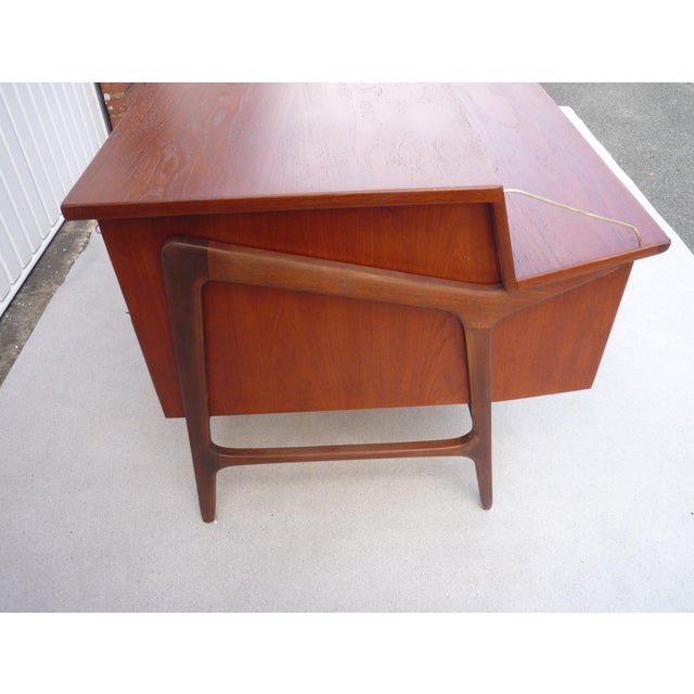Vintage Brown Desk in Teak, 1950s For Sale - Image 3 of 13