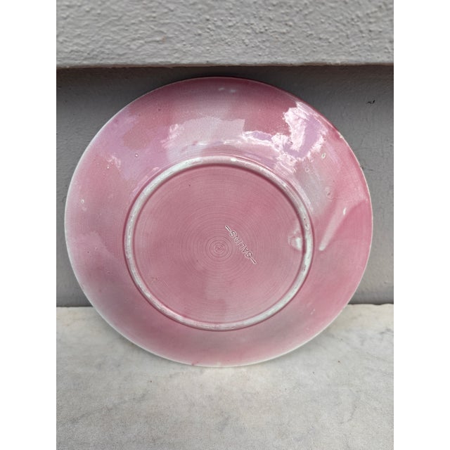French Country French Majolica Chestnut Leaves Plate Salins, Circa 1880 For Sale - Image 3 of 4