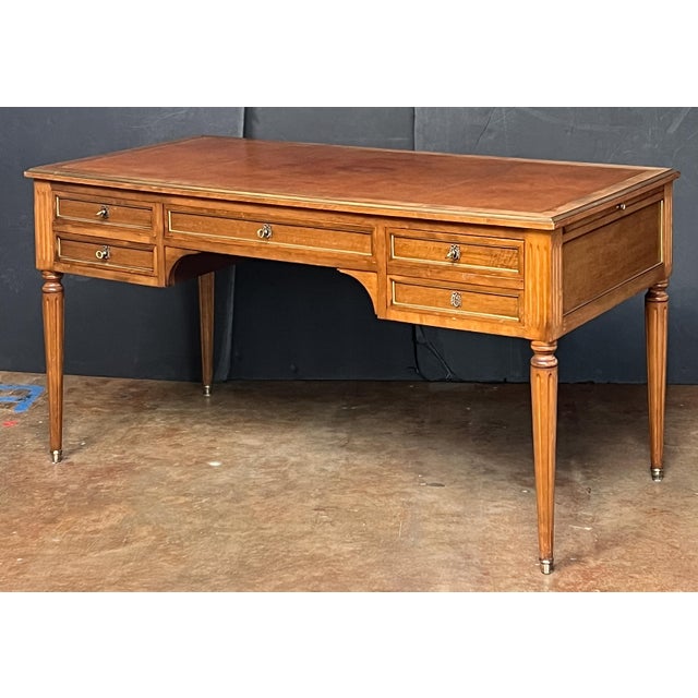 Louis XVI Style Writing Table or Desk With Leather Top From France For Sale - Image 4 of 14