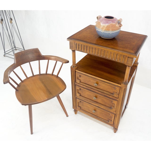 Wood Drexel Light American Walnut Inlayed Top Console Entry Stand Side Table Dresser For Sale - Image 7 of 18