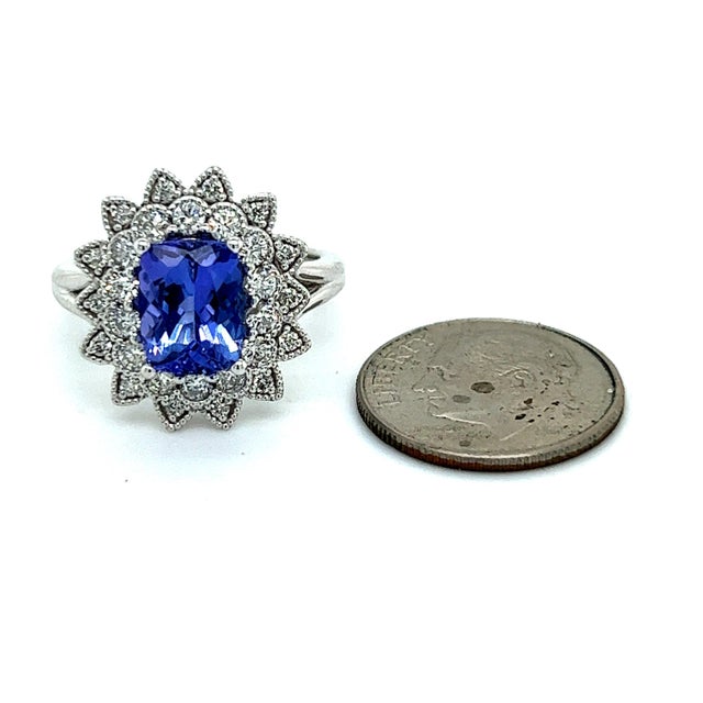 Natural Tanzanite Diamond Ring 6.5 14k W Gold 2.61 TCW Certified For Sale - Image 13 of 14