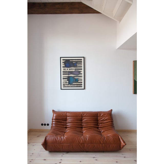 Whiskey Leather Togo Living Room Set by Michel Ducaroy for Ligne Roset, Set of 5 For Sale - Image 3 of 11