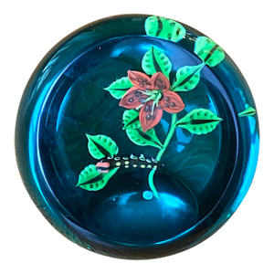 William Manson Caithness Aqua Glass Paperweight (Scotland)