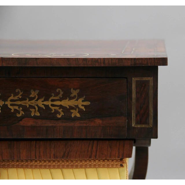 19th Century Rosewood and Brass Inlaid Worktable For Sale - Image 3 of 14