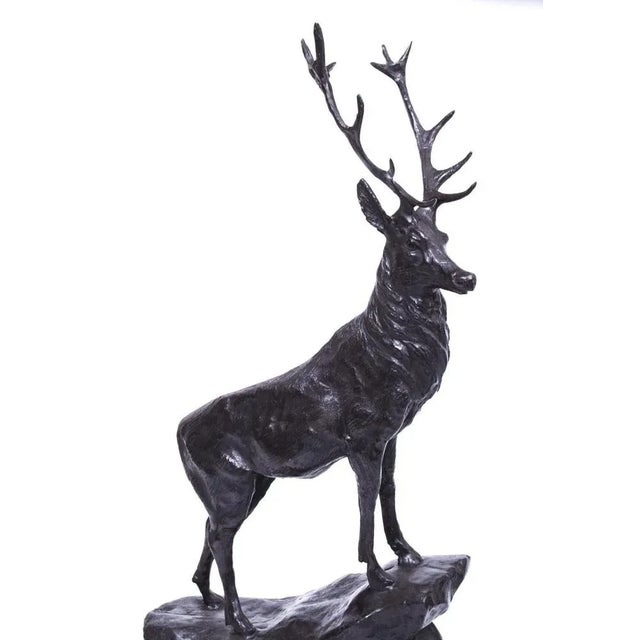 Large Bronze Stag Statuettes after Moigniez, 20th Century, Set of 2 For Sale - Image 4 of 18