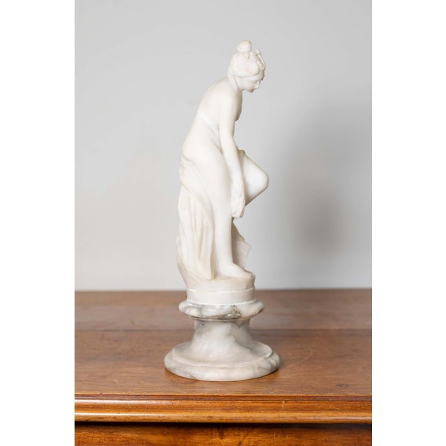 French 19th Century Marble Sculpture of a Nymph after the Bath on Pedestal For Sale In Atlanta - Image 6 of 8