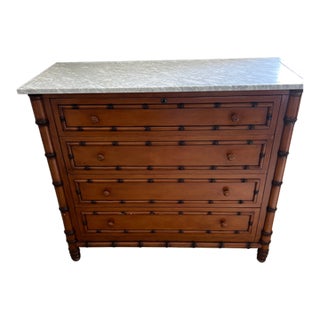 Bamboo Chest of Drawers With Marble Top For Sale