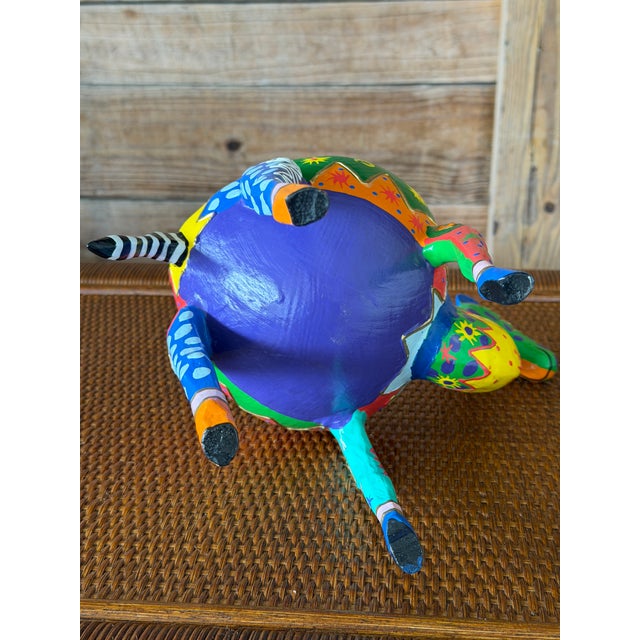 Hand-Painted Alebrije-Style Folk Art Giraffe Planter For Sale - Image 9 of 10
