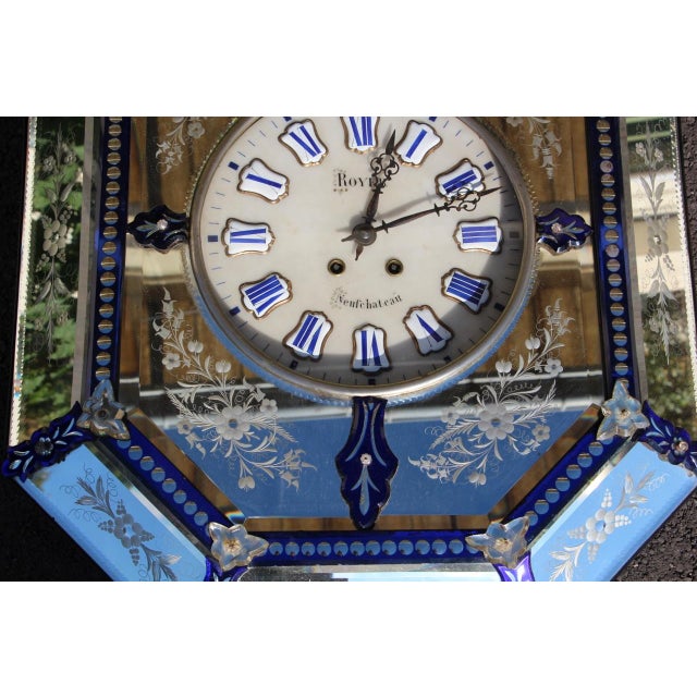 Large 19th Century Venetian Mirror Wall Clock Music Box For Sale - Image 4 of 13