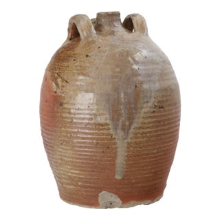 Antique French Glazed Terracotta Olive Oil Jug For Sale