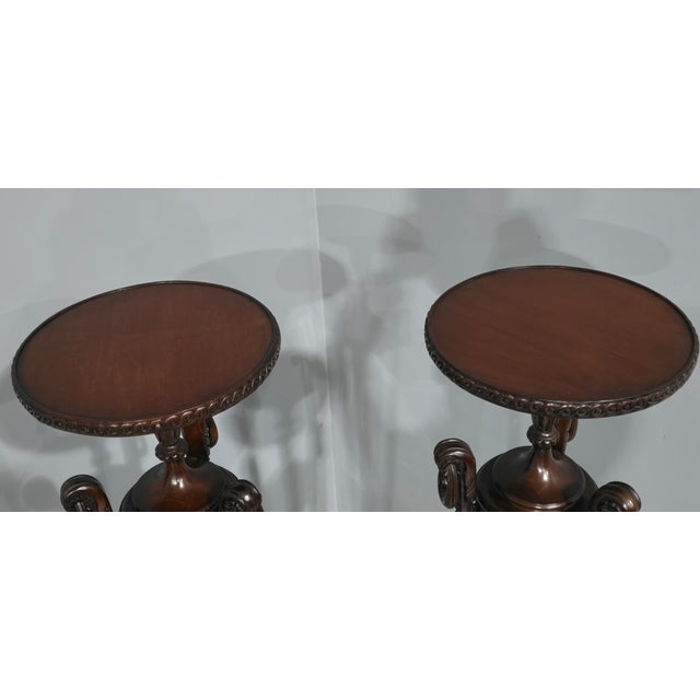 Mahogany Torchere Pedestal Stands, 1910s, Set of 2 For Sale - Image 12 of 16
