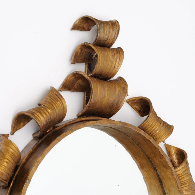 Metal Pair of Hand Hammered Iron Mid-Century French Mirrors For Sale - Image 7 of 9