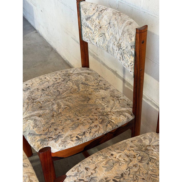 Wood Rosewood Dining Chairs Set of 6 Upholstered Seat Denmark 1960s For Sale - Image 7 of 10