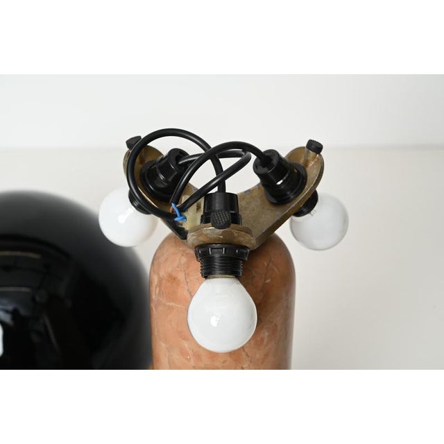 Febo Red Marble and Murano Glass Table Lamp attributed to Pamio & Toso for Leucos, 1970s For Sale - Image 10 of 18