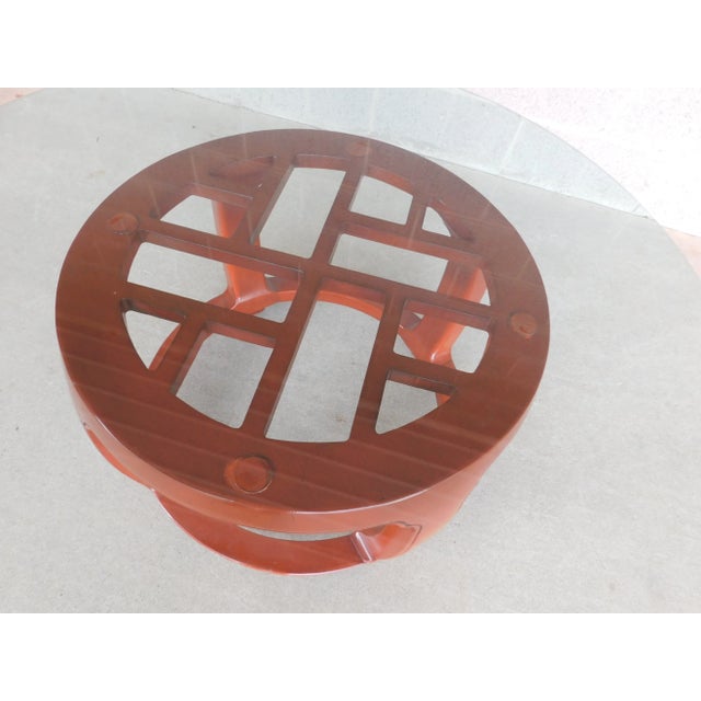 Henredon Henredon Pan Asian Collection Lacquered Base Glass Top Cocktail Table 40"w For Sale - Image 4 of 9