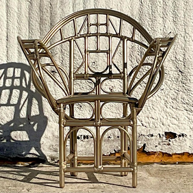 Vintage Coastal Tagged McGuire Gold Butterfly Chair For Sale In West Palm - Image 6 of 9
