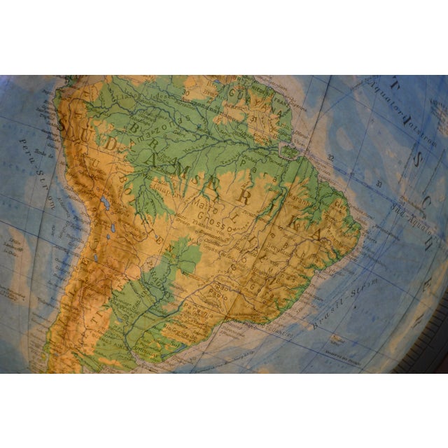 Illuminated Glass Globe with Semi-Gimbal Suspension & Large Atlas in Drawer from Columbus Oestergaard, 1960s For Sale - Image 18 of 18