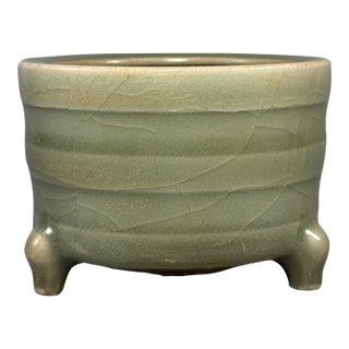 Antique Chinese Celadon Tripod Censer, Collectible For Sale