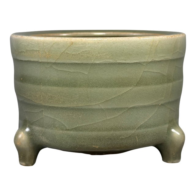 Antique Chinese Celadon Tripod Censer, Collectible For Sale
