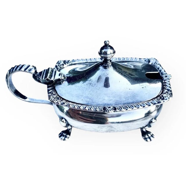 1920s Adie Bros LTD Birmingham Silver Plate Salt Cellars With Cobalt Glass Liners- Set of 2 For Sale - Image 14 of 14