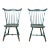 Pair Blue Painted Windsor Style Fan Back Side Chairs For Sale