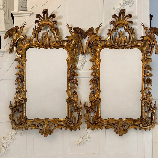 Antique Giltwood Rococo Chinoiserie Wall Mirrors, 1880, Set of 2 For Sale - Image 17 of 17