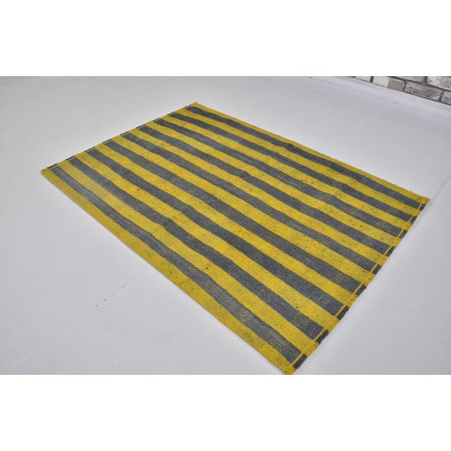 1960s Oushak Neutral Vintage Stripe Kilim Rug For Sale - Image 5 of 9