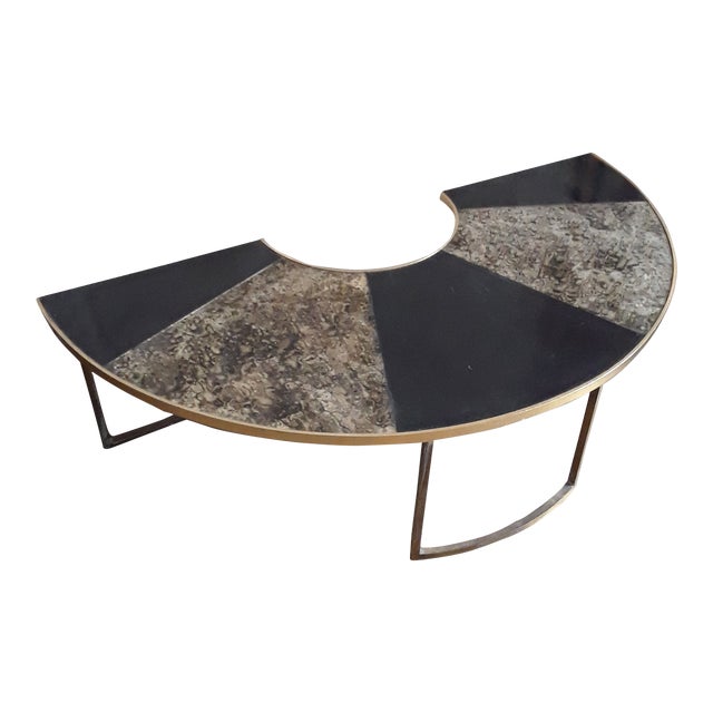 Black and Brass Demilune Coffee Table | Chairish