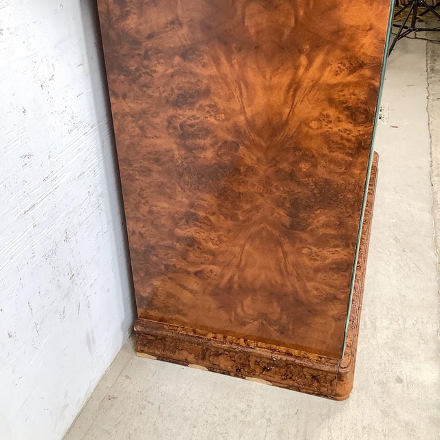Vintage Alf Italia Italian Burl Wood Console With Mirrored Accents For Sale - Image 9 of 12