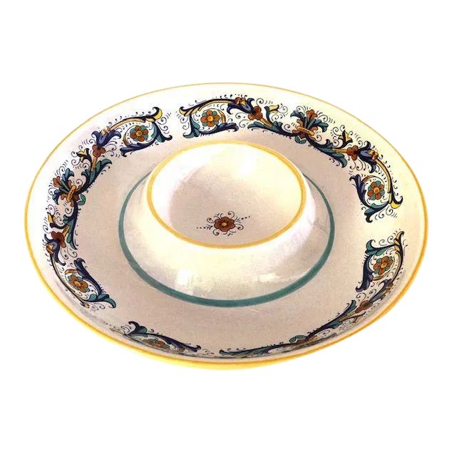 Modern Deruta Ceramiche Italy Chip Dip Bowl For Sale