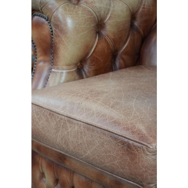 English-Style Chesterfield Club Chair in Cowhide Leather For Sale - Image 11 of 17